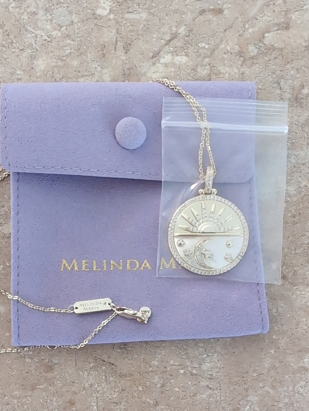 NWT Melinda Maria "New Beginnings" Medallion Necklace GOLD